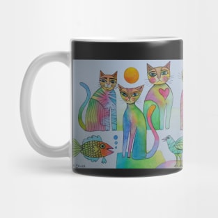 seven cats 2 birds and 1 fish Mug